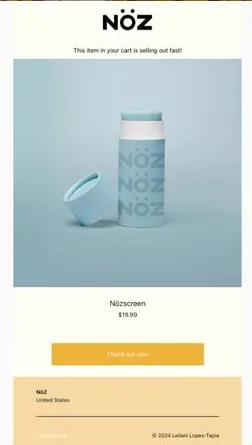 NöZ cart reminder email
